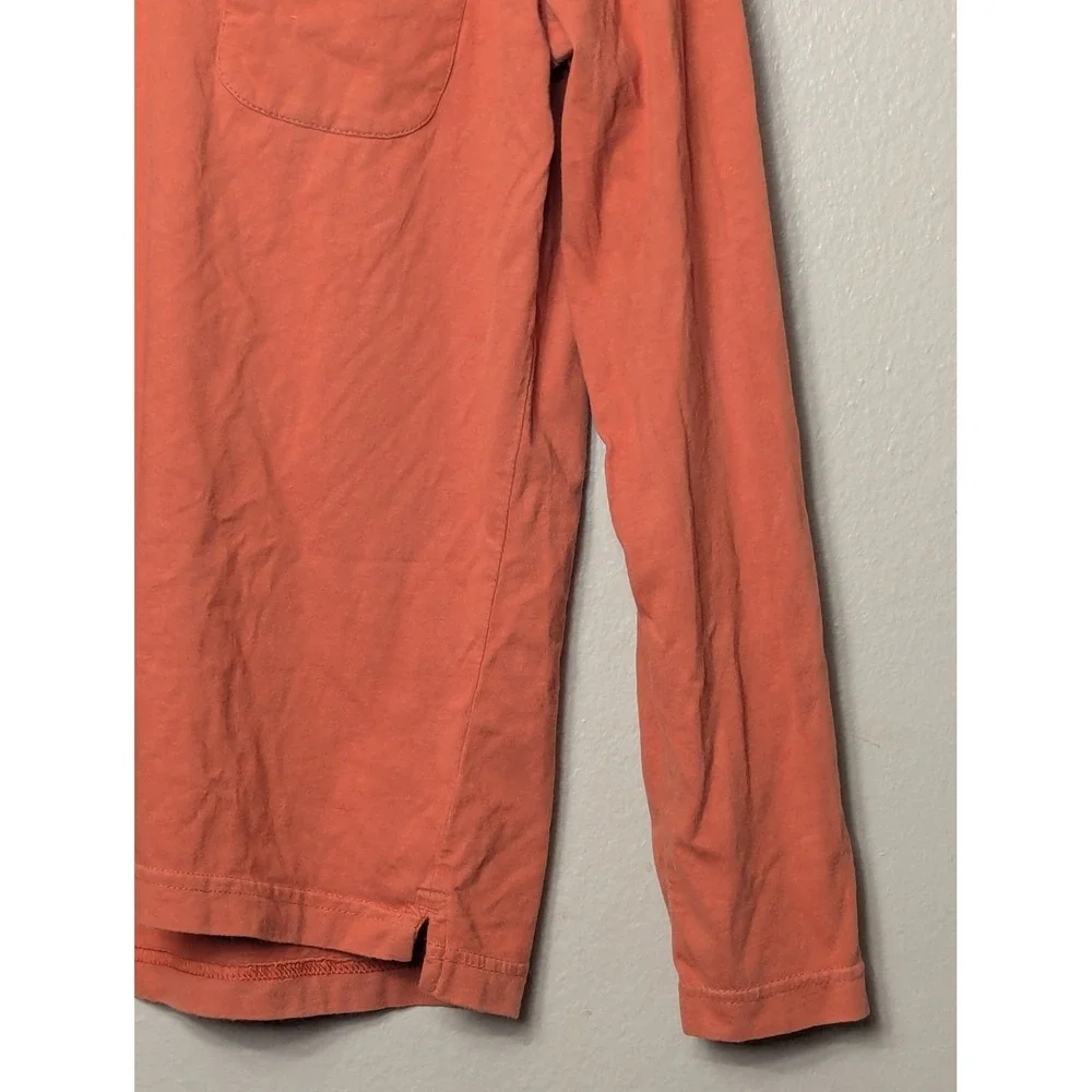 Banana Republic Polo Shirt Mens M Orange Long Sleeve V-Neck Cotton Chest Pocket
